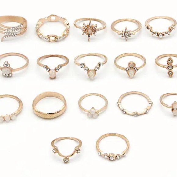 17 set of chic elegant boho rings dainty joint finger rings charms jewel… - Picture 3 of 3